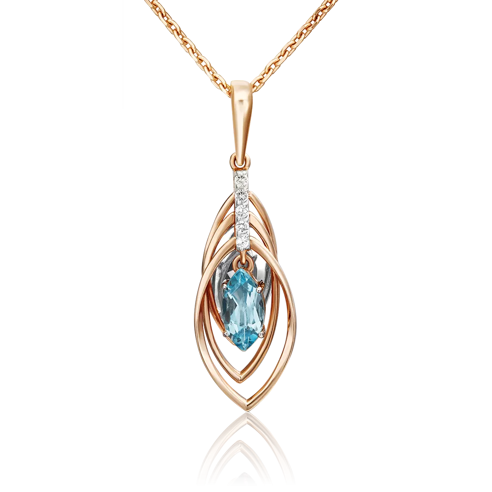 Подвеска из красного золота с топазом и натуральными топазами white 03-3055-00-201-1110-57