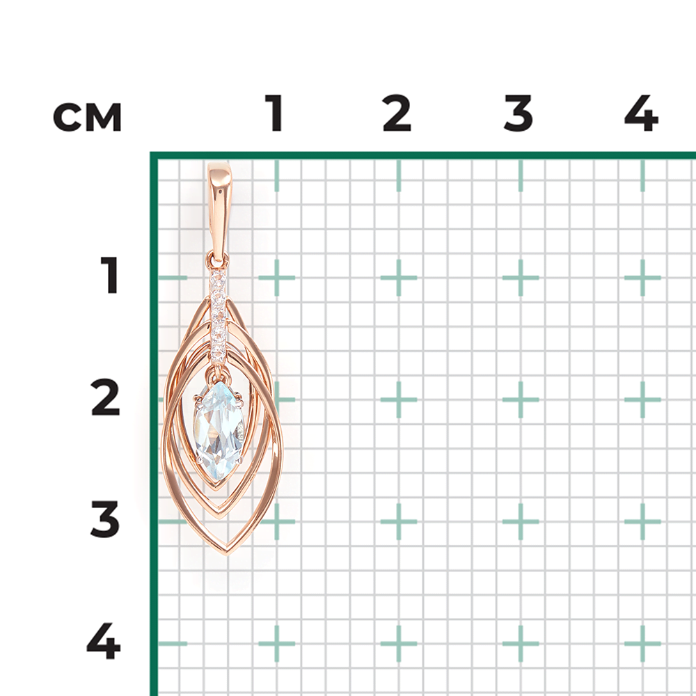 Подвеска из красного золота с топазом и натуральными топазами white 03-3055-00-201-1110-57