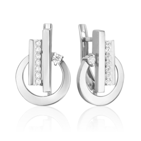 Серьги с английским замком из белого золота с фианитами 02-5131-00-401-1120