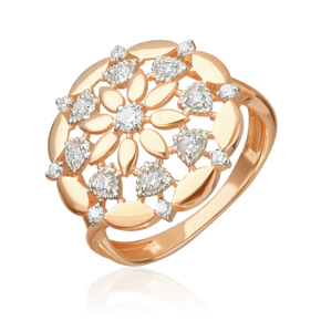 Кольцо «Витраж» из красного золота с фианитами 01-5901-00-401-1110