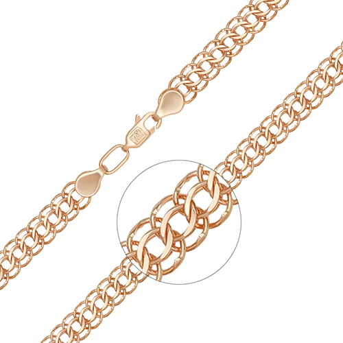 Браслет из красного золота с алмазной гранью (плетение «Питон») 22-2803-100-1110-19