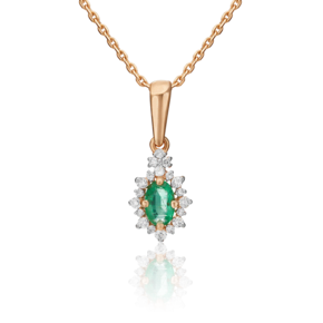 Подвеска из красного золота с изумрудом и бриллиантами