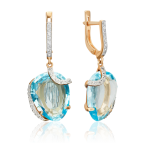 Серьги с английским замком из красного золота с топазом и фианитами 02-3214-00-207-1110-46