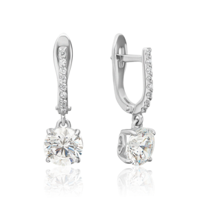 Серьги с английским замком из белого золота с фианитами 02-3219-00-501-1120-38