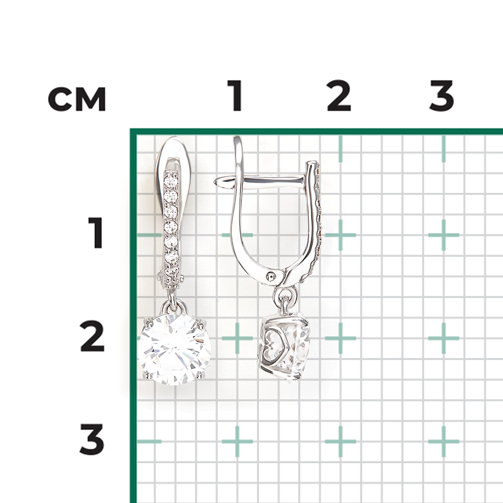 Серьги с английским замком из белого золота с фианитами 02-3219-00-501-1120-38