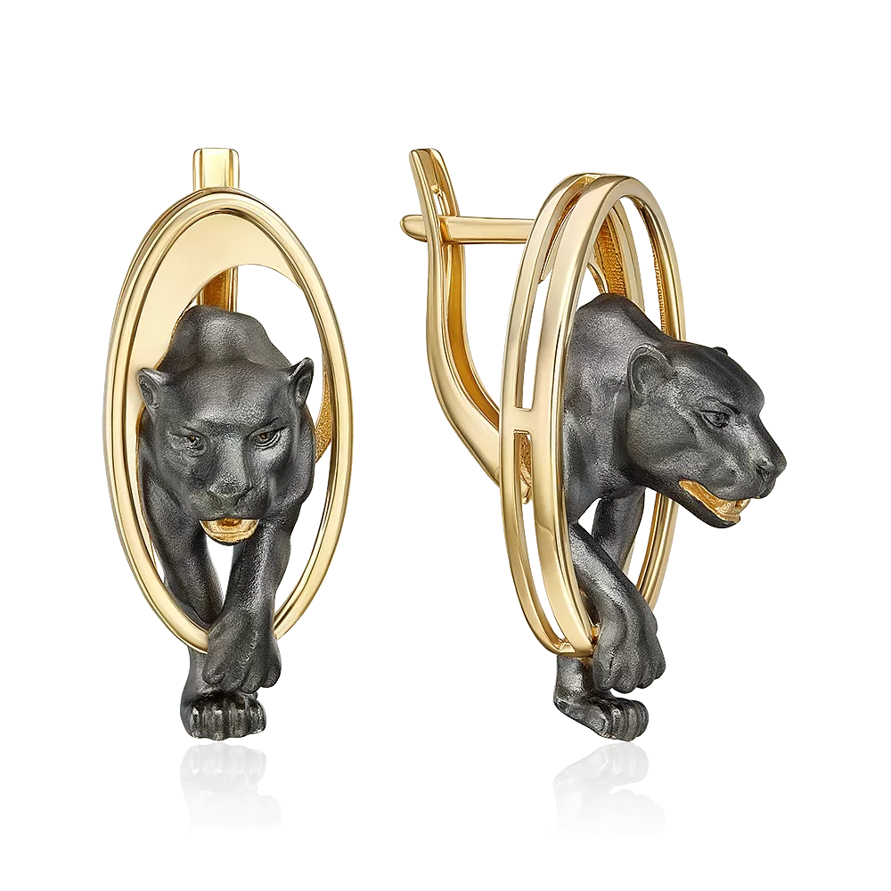 Серьги «Королевы саванны» с английским замком из лимонного золота 02-5301-00-000-1130