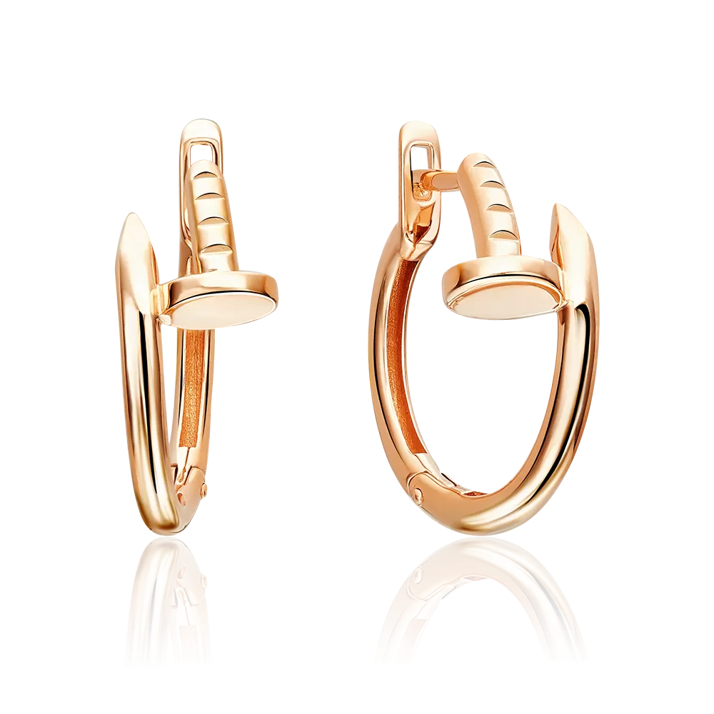 Серьги «Гвозди» с английским замком из красного золота 02-5553-00-000-1110