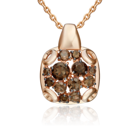 Подвеска из красного золота с кварцем дымчатым