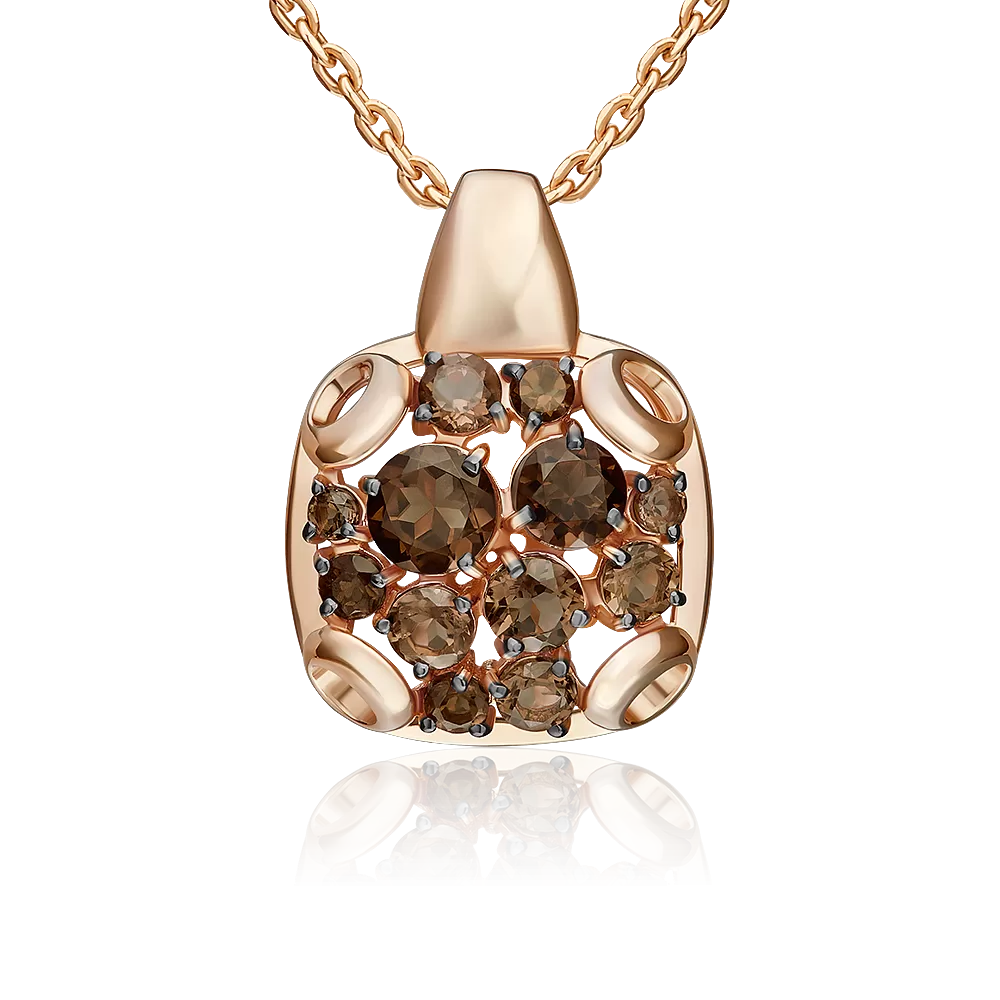 Подвеска из красного золота с кварцем дымчатым 03-3567-00-202-1110