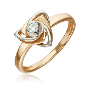 Кольцо из комбинированного золота с бриллиантом 01-5876-00-101-1111