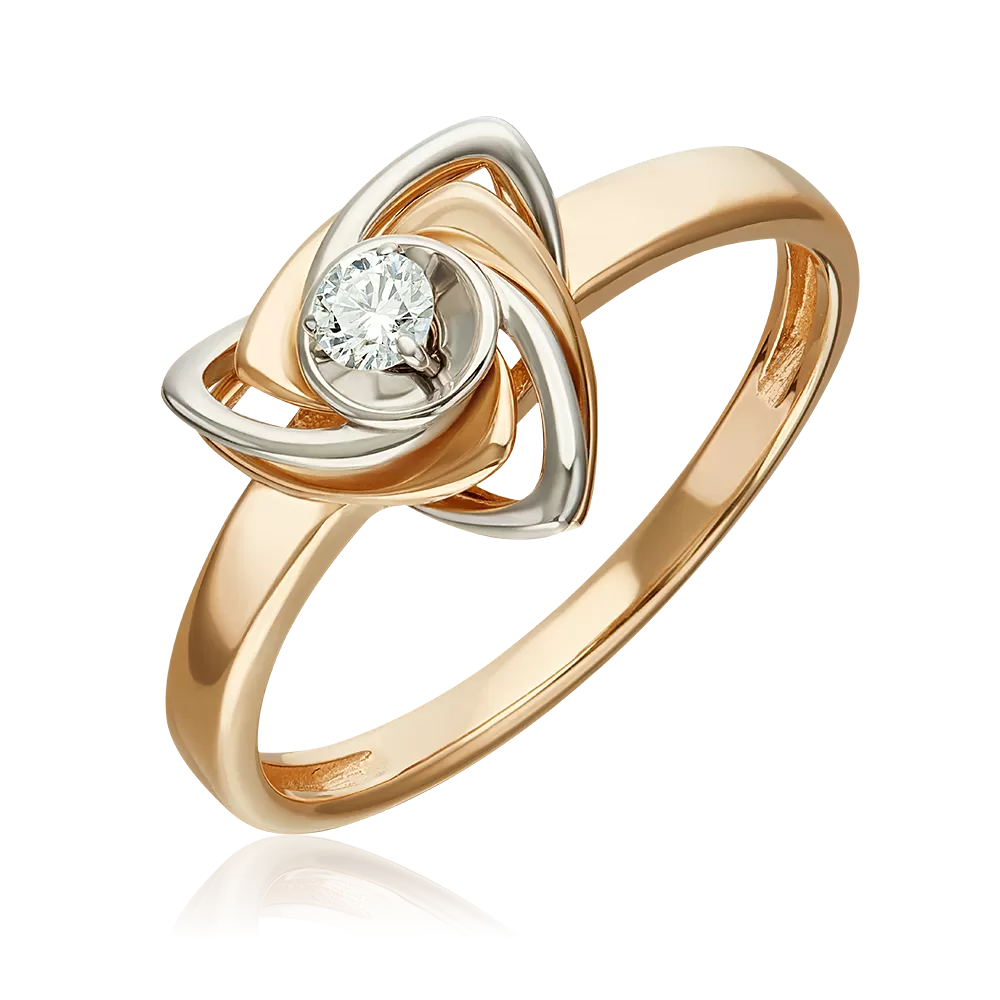 Кольцо из комбинированного золота с бриллиантом 01-5876-00-101-1111