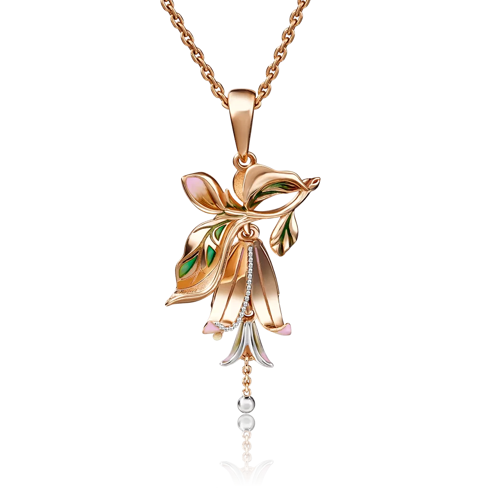 Подвеска «Колокольчик» из красного золота с эмалью 03-2918-00-000-1110-48