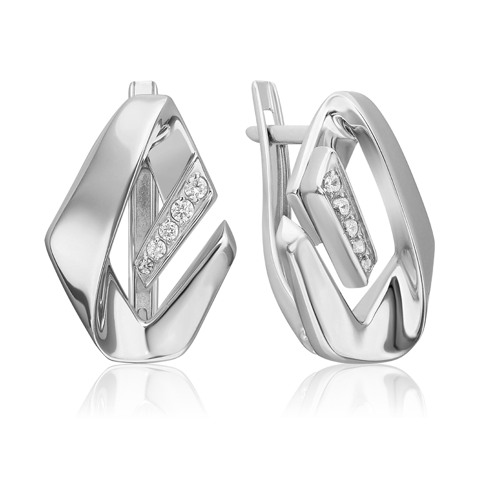 Серьги с английским замком из серебра с фианитами 02-5085-00-401-0200