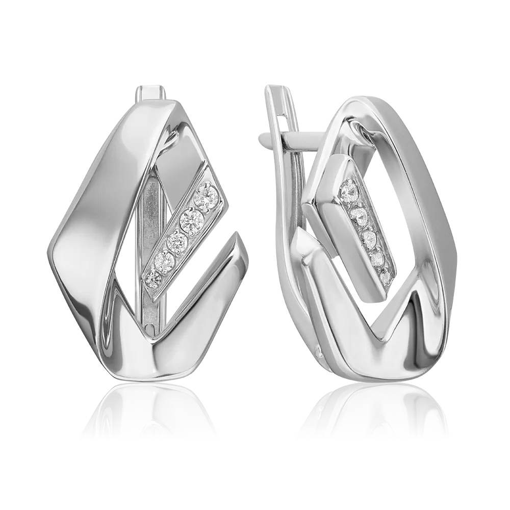 Серьги с английским замком из серебра с фианитами 02-5085-00-401-0200