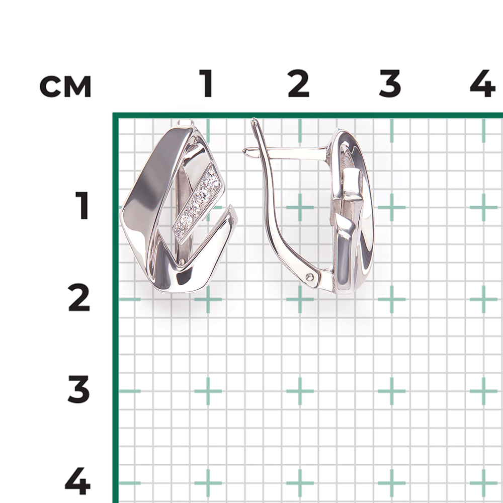 Серьги с английским замком из серебра с фианитами 02-5085-00-401-0200