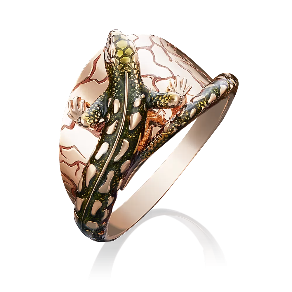 Кольцо «Пустынная ящерица» из красного золота с эмалью 01-5030-00-000-1110-59