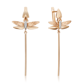 Серьги «Стрекозы. Ценность настоящего» с английским замком из комбинированного золота с бриллиантами 02-4811-00-101-1111