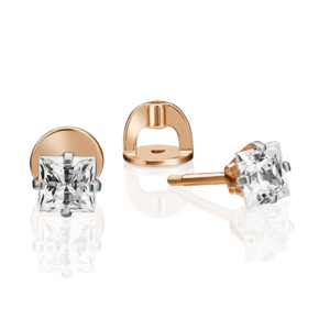 Серьги-пусеты из красного золота с фианитом 02-4549-00-401-1110