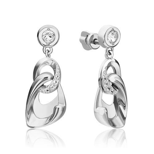 Серьги-пусеты «Настроение» из белого золота с натуральными топазами white 02-4845-00-201-1120