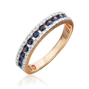 Кольцо из красного золота с сапфирами и бриллиантами 01-1501-00-105-1110-30