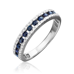 Кольцо из белого золота с сапфирами и бриллиантами 01-1501-00-105-1120-30