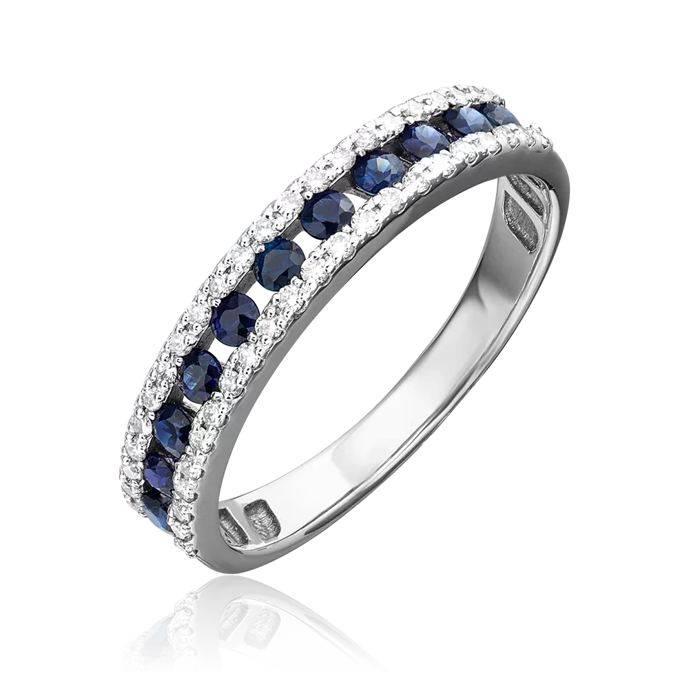 Кольцо из белого золота с сапфирами и бриллиантами 01-1501-00-105-1120-30