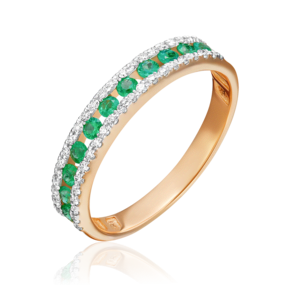 Кольцо из красного золота с изумрудами и бриллиантами 01-1501-00-106-1110-30
