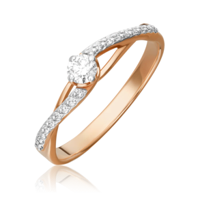 Кольцо из красного золота с бриллиантами