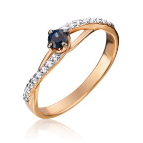 Кольцо из красного золота с сапфиром и бриллиантами 01-1503-00-105-1110-30