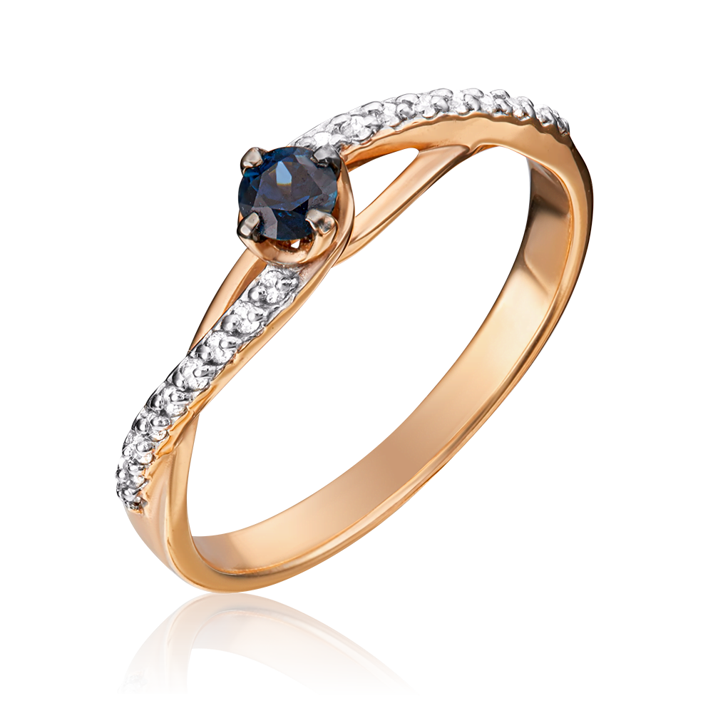Кольцо из красного золота с сапфиром и бриллиантами 01-1503-00-105-1110-30