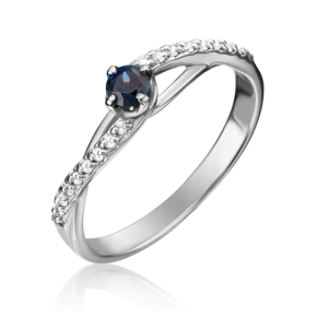Кольцо из белого золота с сапфиром и бриллиантами 01-1503-00-105-1120-30