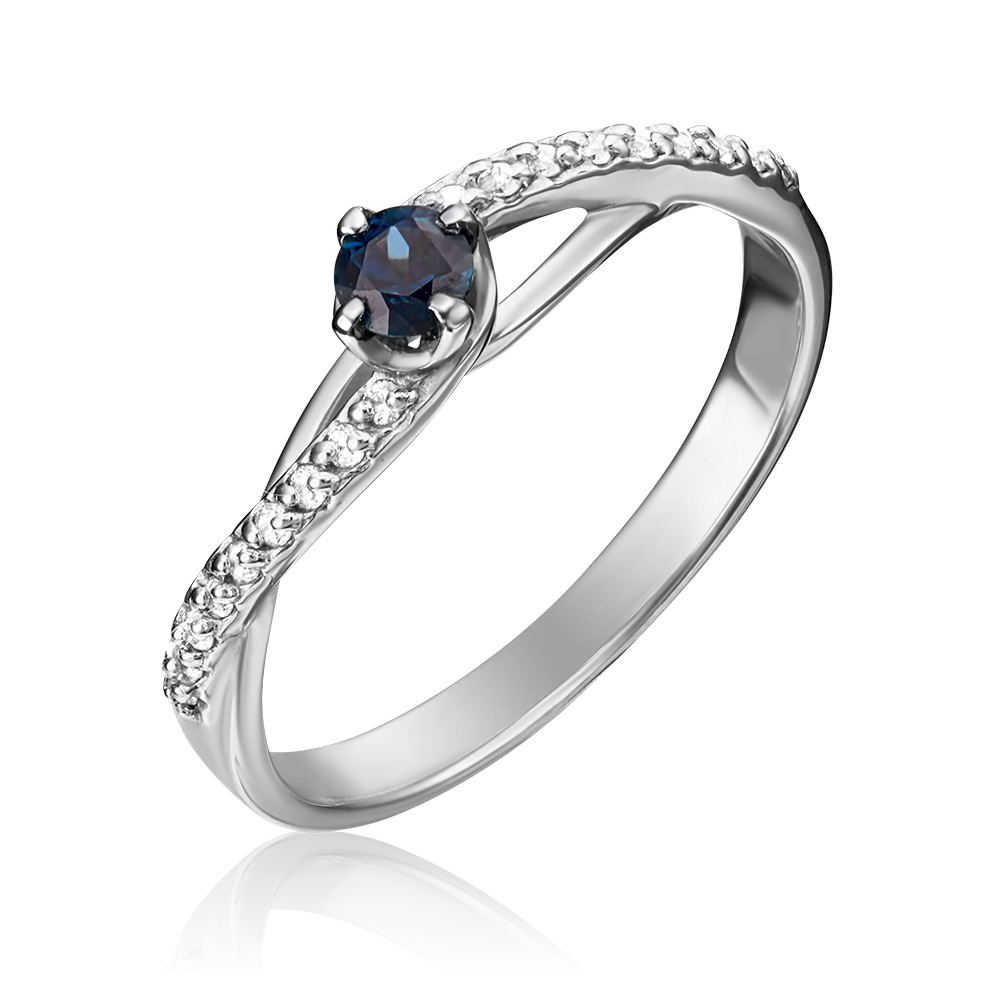 Кольцо из белого золота с сапфиром и бриллиантами 01-1503-00-105-1120-30