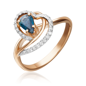 Кольцо из красного золота с сапфиром и бриллиантами