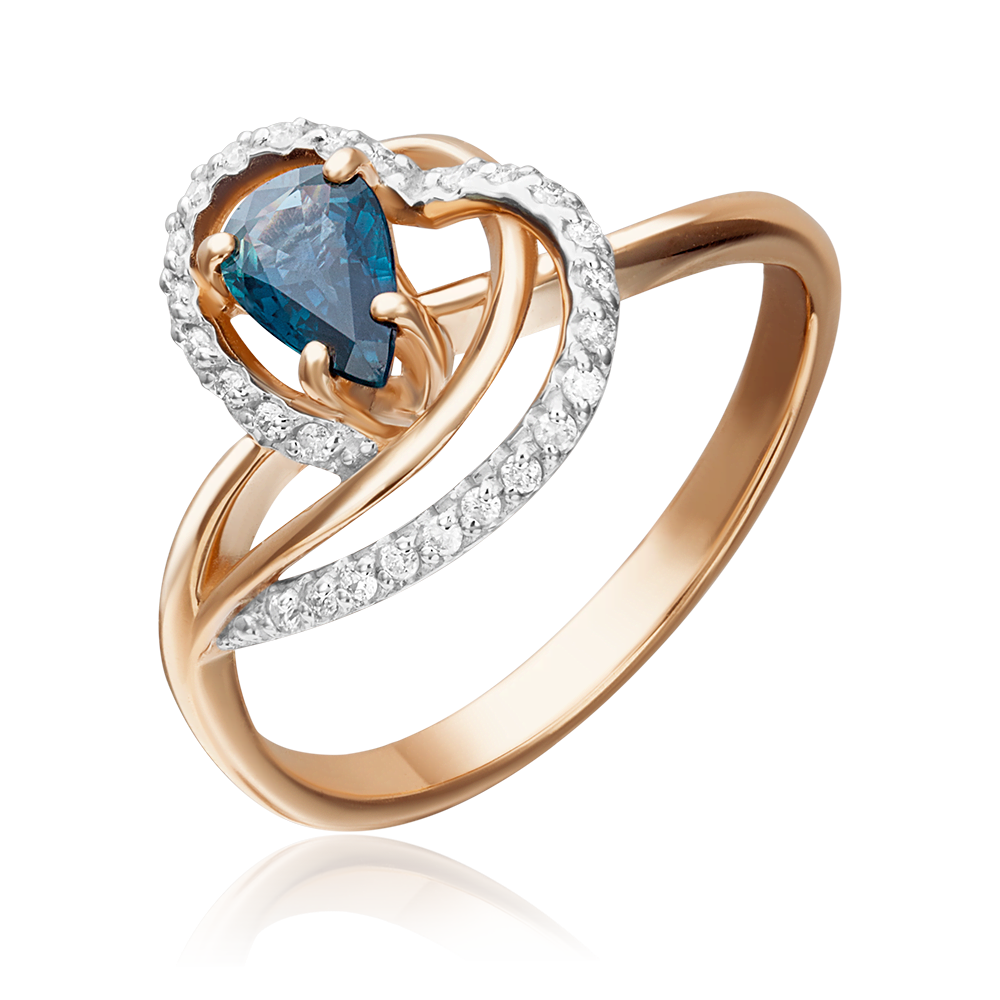 Кольцо из красного золота с сапфиром и бриллиантами 01-1504-00-105-1110-30