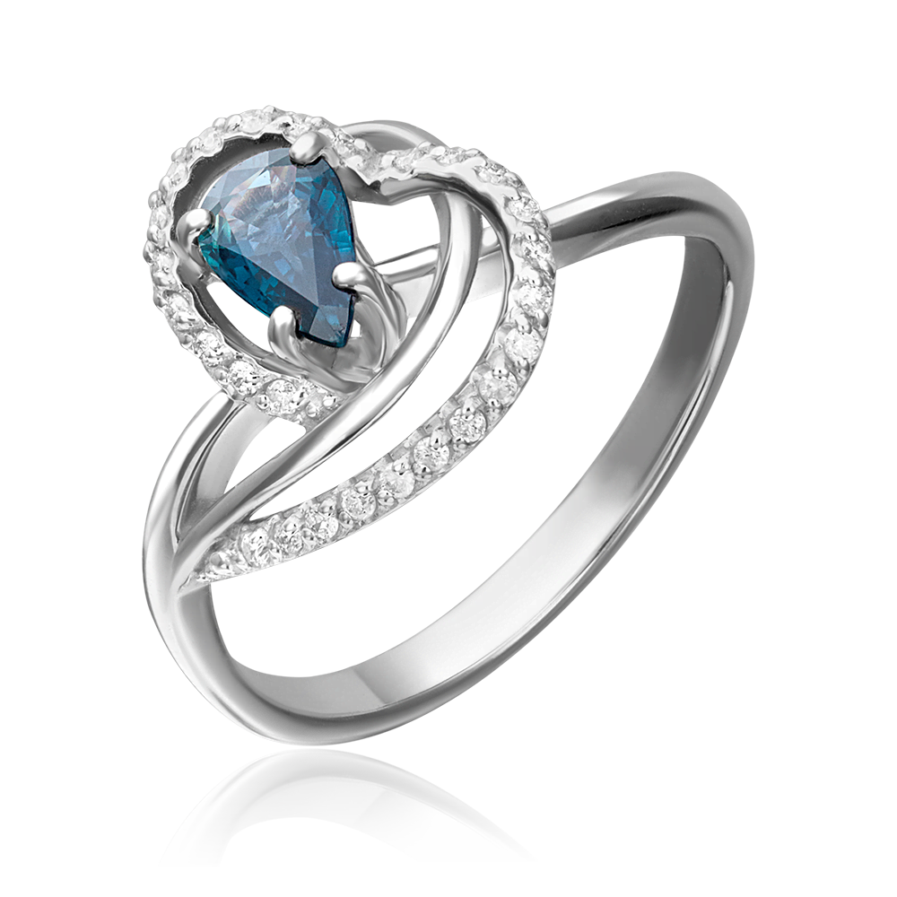 Кольцо из белого золота с сапфиром и бриллиантами 01-1504-00-105-1120-30