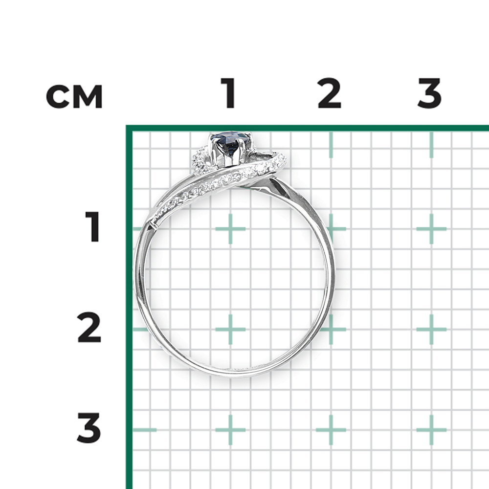 Кольцо из белого золота с сапфиром и бриллиантами 01-1504-00-105-1120-30