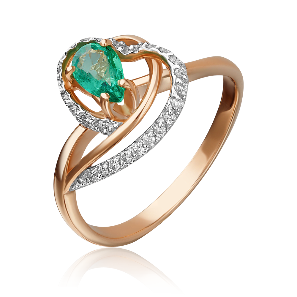 Кольцо из красного золота с изумрудом и бриллиантами 01-1504-00-106-1110-30
