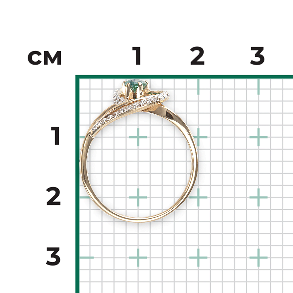 Кольцо из красного золота с изумрудом и бриллиантами 01-1504-00-106-1110-30