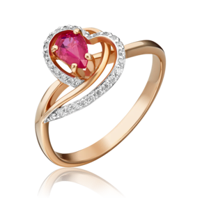 Кольцо из красного золота с рубином и бриллиантами 01-1504-00-107-1110-30
