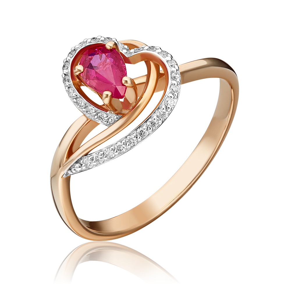 Кольцо из красного золота с рубином и бриллиантами 01-1504-00-107-1110-30