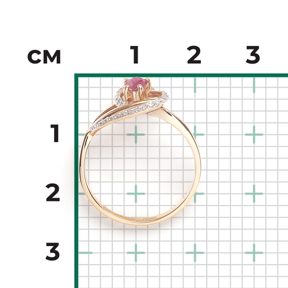 Кольцо из красного золота с рубином и бриллиантами 01-1504-00-107-1110-30