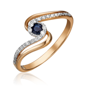 Кольцо из красного золота с сапфиром и бриллиантами 01-1505-00-105-1110-30