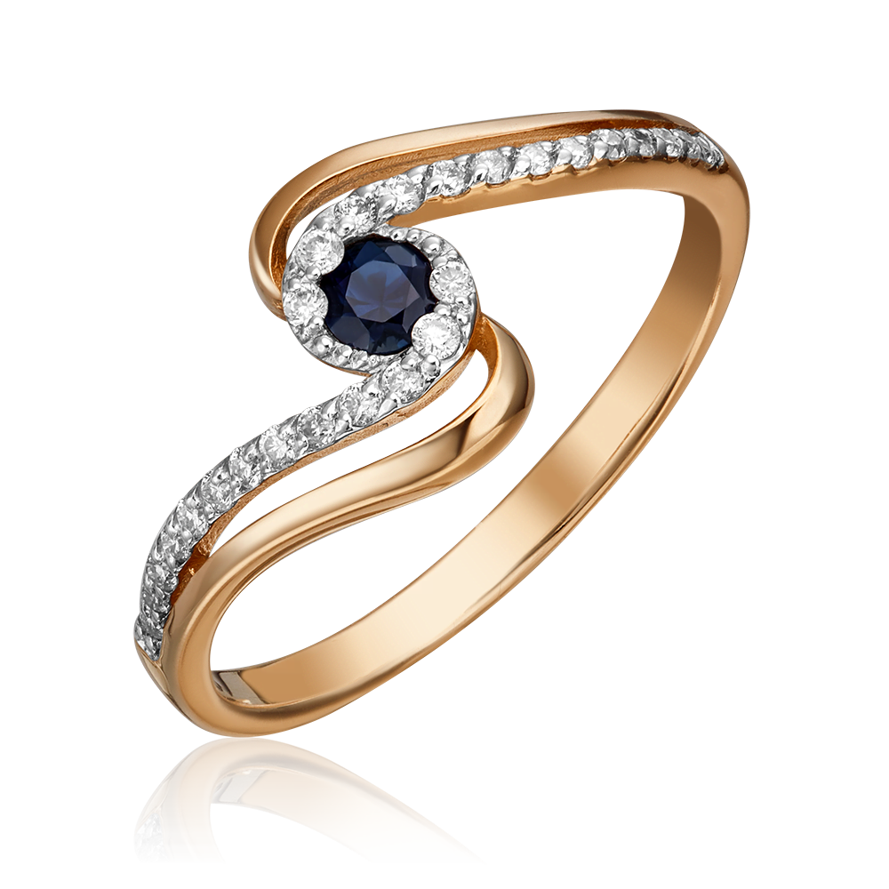 Кольцо из красного золота с сапфиром и бриллиантами 01-1505-00-105-1110-30