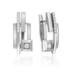 Серьги с английским замком из белого золота с натуральными топазами white