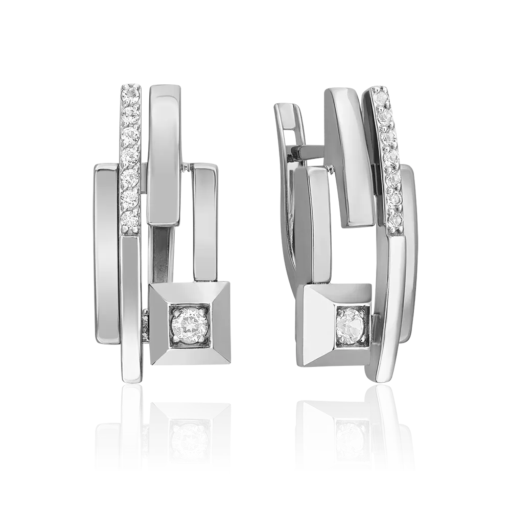 Серьги с английским замком из белого золота с натуральными топазами white 02-5040-00-201-1120