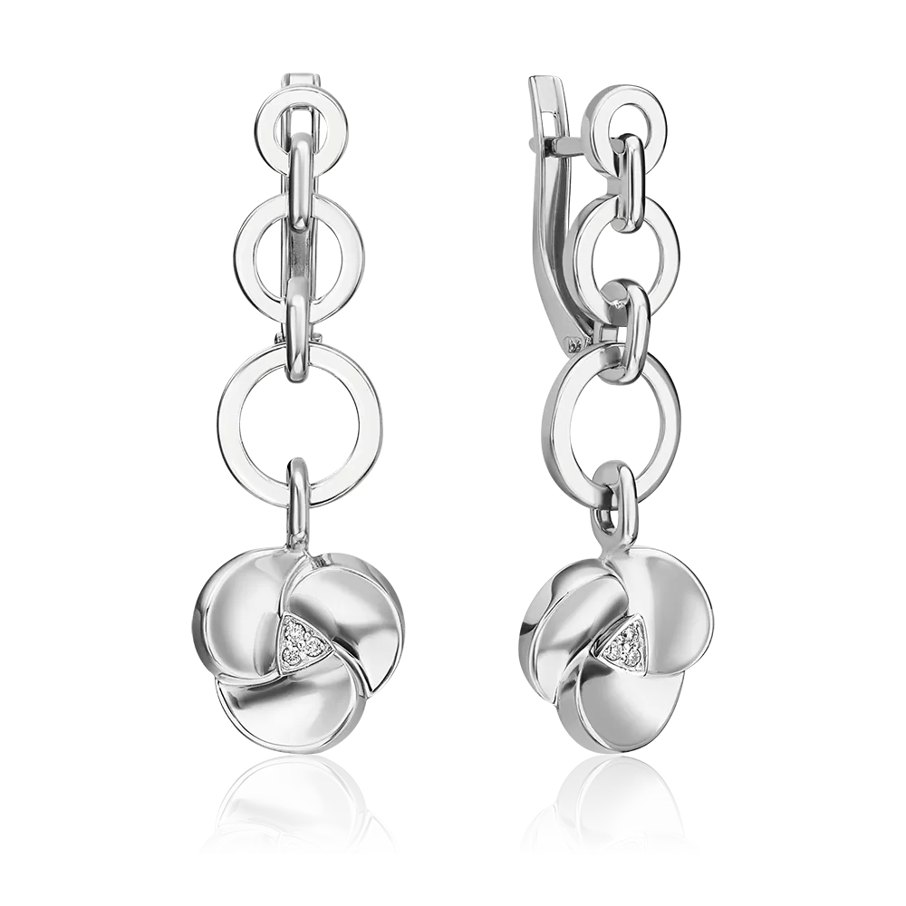 Серьги с английским замком из белого золота с бриллиантами 02-5013-00-101-1120