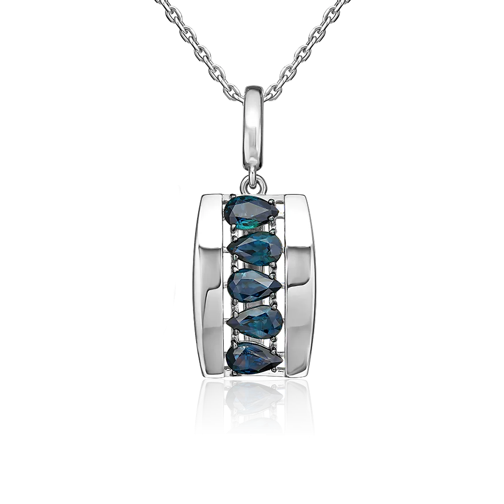 Подвеска из белого золота с сапфирами 03-3615-00-102-1120