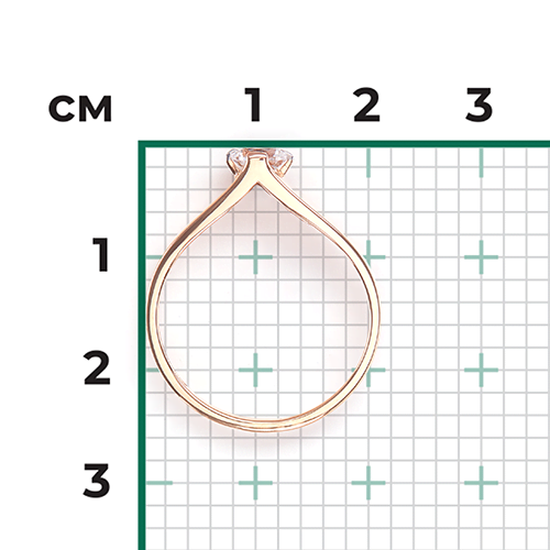 Кольцо из красного золота с фианитом 01-5369-00-501-1110-38