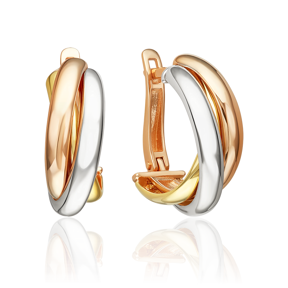 Серьги с английским замком из комбинированного золота 02-5552-00-000-1140