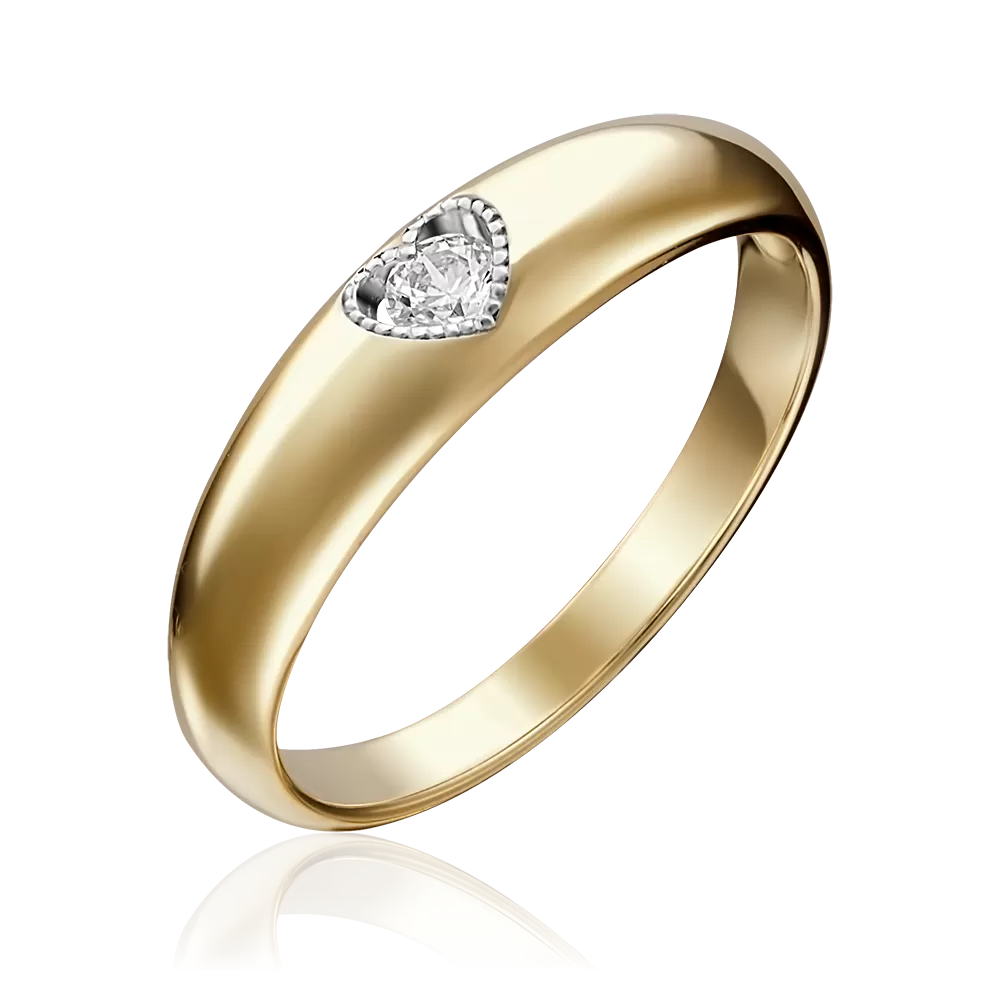 Кольцо из лимонного золота с бриллиантом 01-5161-00-101-1130-30